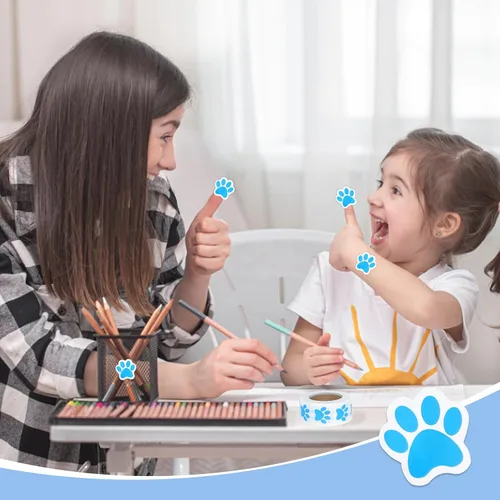 Vista 20 de 500 calcomanías coloridas con estampado de patas, calcomanías autoadhesivas de pata de perro de 1 pulgada 6 Colors for Kids Crafts, Student