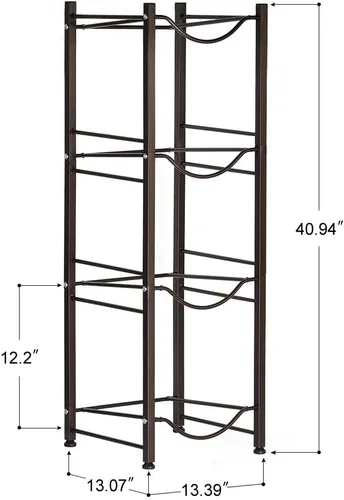 Vista 2 de HAITRAL - Soporte para jarra de agua, estante de exhibición para botellas de agua 4 Tiers Black Brown, Heavy Duty Steel, Water Jug Storage Rack