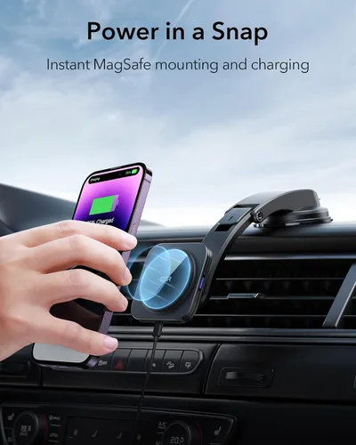 Vista 2 de ESR para Montura de Cargador MagSafe de Coche, Montura de Cargador de Coche Magnética Inalámbrica para Tablero, Compatible con Cargador de Coche