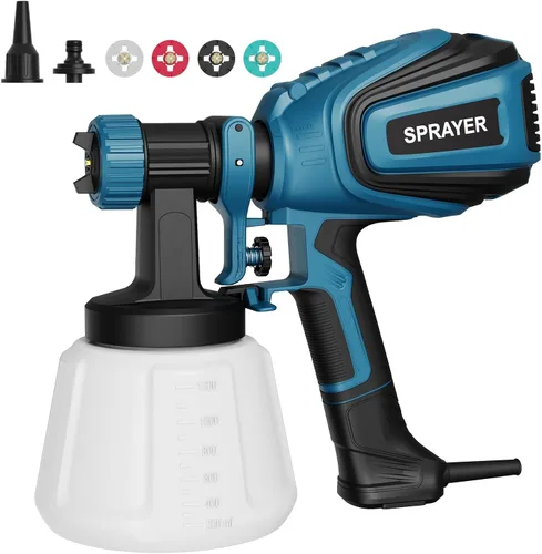 Vista 10 de Pulverizador de pintura de 700 W, pistola eléctrica HVLP de pintura, con 4 boquillas y 3 patrones de limpieza y juntas de soplado, fácil de limpiar