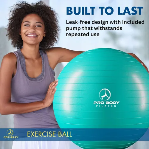 Vista 2 de ProBody Pilates Pelota de Ejercicio - Bola de Balance de Varios Tamaños de Grado de Gimnasio para Fitness, Yoga, Entrenamiento, Embarazo y Terapia