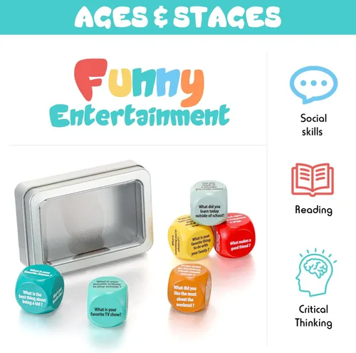 Vista 3 de Simgoing 6 unidades de cubos de conversación para romper el hielo, suministros de mesa para conversación temática, actividades de aprendizaje