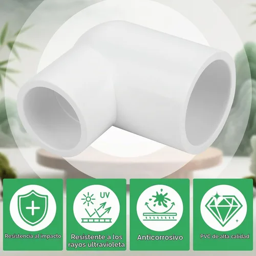 Vista 5 de Paquete de 8 accesorios de tubería de PVC de 1 pulgada x 3/4 pulgadas con codo de 90 grados (enchufe x zócalo) Schedule 40 PVC Slip Reductor 90°