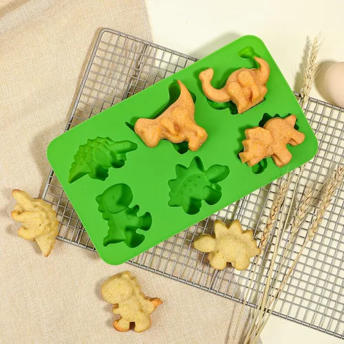 Vista 5 de Webake Moldes de silicona de dinosaurio, paquete de 2 lindos moldes de dinosaurio para dibujos animados de dinosaurio, chocolate, caramelo, pastel