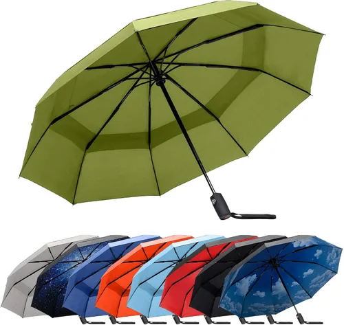 Vista 13 de RainPlus Windproof Travel Umbrella - Compact, Automatic, Folding and Portable - Umbrellas For Rain for Men and Women - Car, Backpack, Purse, Strong