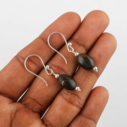 Vista 48 de Aretes de aro de cristal afganita natural Piedras afganas de alto grado Aretes chapados en plata Gota lisa Joyas de piedras preciosas hechas