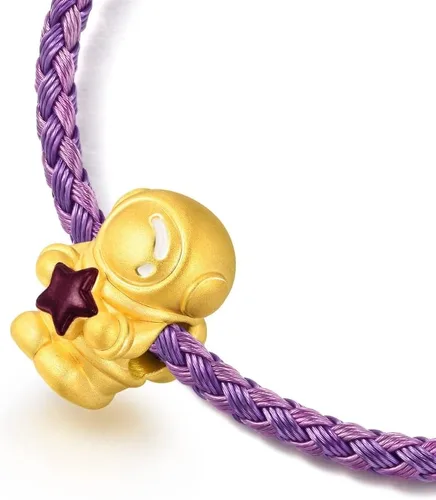 Vista 6 de CHOW SANG SANG 999 Pulsera de oro macizo de 24 quilates con dije de astronauta para mujeres y hombres 91588C, Metal, No es una piedra preciosa
