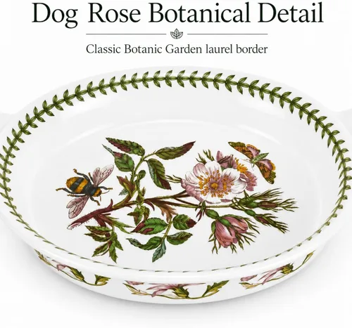 Vista 2 de Portmeirion Botanic Garden - Plato ovalado para gratinar pequeño, 10 pulgadas para asar, gartin y hornear, hecho de porcelana fina, apto para horno