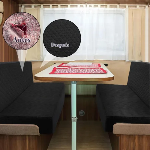 Vista 5 de Buryeah 4 piezas de fundas para cojines de comedor de RV Set de fundas para asientos de sofá, protector de muebles para autocaravana, 2 respaldos