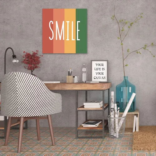 Vista 5 de Jaxson Rea "Smile Rainbow Retro Gallery Wrapped Canvas by Ann Kelle, 12" x 12