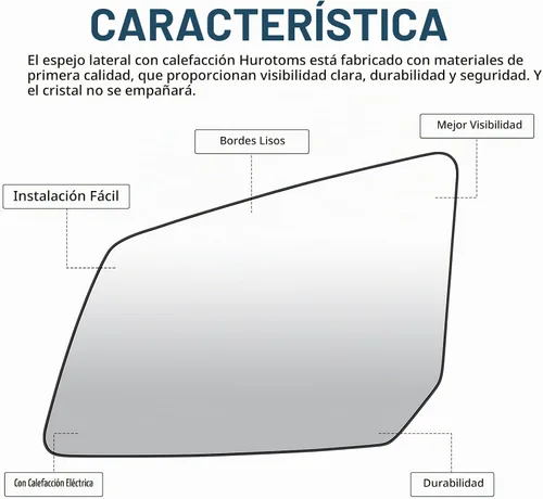 Vista 3 de Espejo lateral del conductor de vidrio para GMC Acadia/Saturn Outlook/Chevrolet Traverse 2007-2016 Espejo retrovisor calefactable con placa