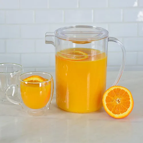 Vista 3 de Youngever Jarra de plástico de 2 cuartos con tapa, jarra de plástico ancha transparente ideal para té helado, sangría, limonada y más