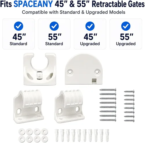 Vista 3 de SPACEANY Kit de piezas de repuesto retráctil para puerta de bebé, accesorios oficiales para puertas de seguridad SPACEANY - Incluye montaje de Blanco