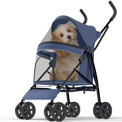 Vista 10 de OS MOTOR - Carriola para mascotas con 3 ruedas para mascotas pequeñas/medianas, portavasos plegable y portátil para perro gato cachorro gatito