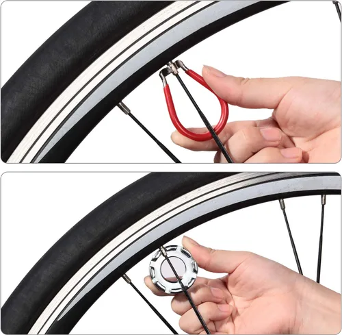 Vista 6 de 5 piezas de llave de radios de bicicleta herramienta de radios para bicicleta con palanca de neumático de 1 pieza Kit correcto de llanta