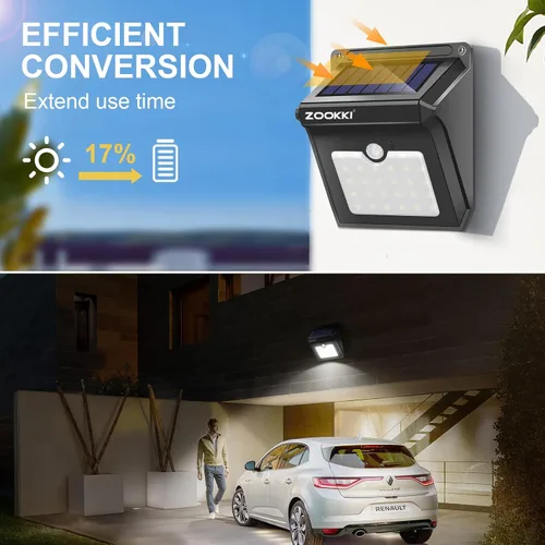 Vista 4 de Upgraded 28 LEDs Wireless Sensor de movimiento solar luz recargable impermeable luces de seguridad Potente Para al aire última intervensión Patio
