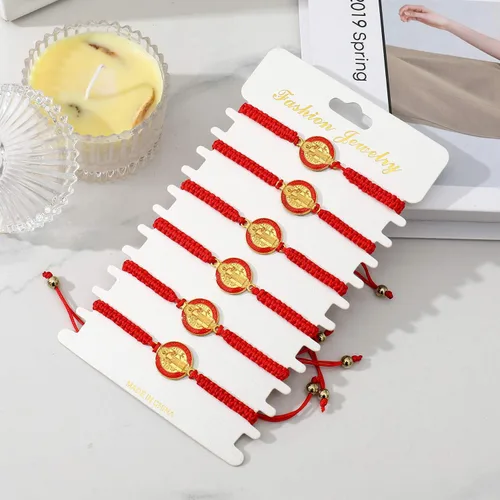 Vista 2 de 612 pulseras de la Virgen María San Benito San Juda rosario hechas a mano nudo rojo pulsera de la suerte para hombres o mujeres como regalo y se