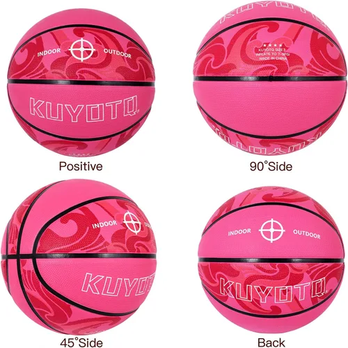 Vista 5 de KUYOTQ Baloncesto para Niños Pequeños Jóvenes Adultos Talla (3~7) Baloncesto de Goma Engrosada o Cuero Pequeño Mini Baloncesto Tacto Suave
