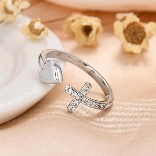 Vista 2 de Anillo de plata de ley 925, minimalista, ajustable, hecho a mano, para mujeres y niñas