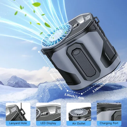 Vista 5 de Dreamy Cubby Ventilador de cintura portátil, ventilador de cinturón portátil de 10 velocidades, potente flujo de aire, ventilador de cuello colgante