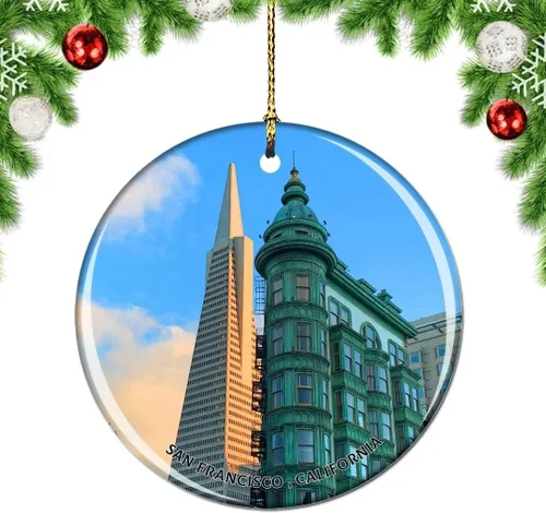 Vista 54 de California San Francisco 16 Avenue Tiled Steps USA Christmas Tree Ornamento Decoración Colgante Colgante Decoración Ciudad Viaje Souvenir Colección