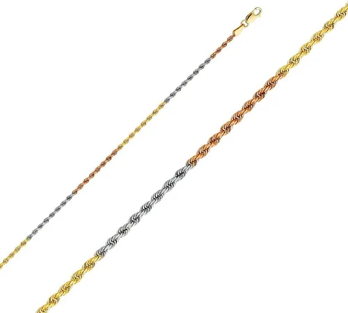 Vista 2 de Wellingsale Cadenas de cuerda pesada de oro macizo de 14 quilates (opciones seleccionadas)