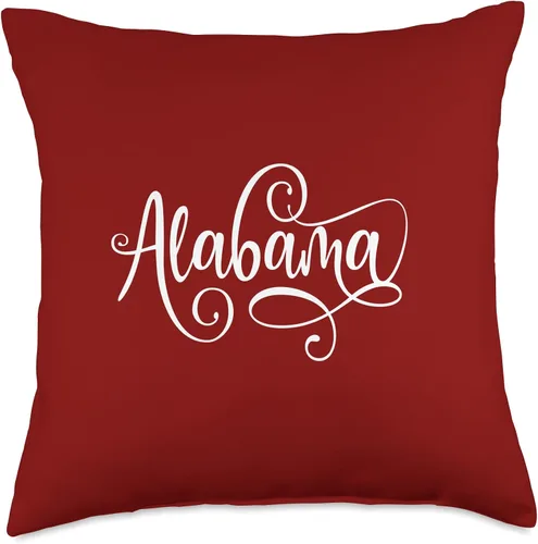 Vista 5 de BDAZ Alabama Bama Fancy White Script Design - Almohada para mujeres y adolescentes, 16 x 16 pulgadas, multicolor