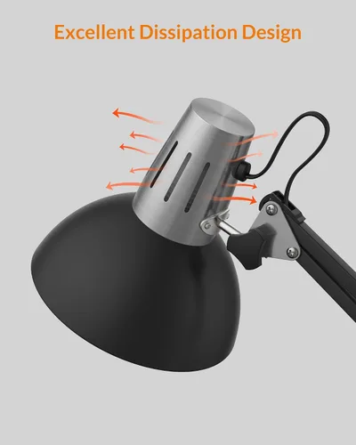 Vista 8 de LEPOWER Lámpara de escritorio de metal, lámpara de mesa ajustable de cuello de ganso con interruptor de encendido/apagado, lámpara de escritorio