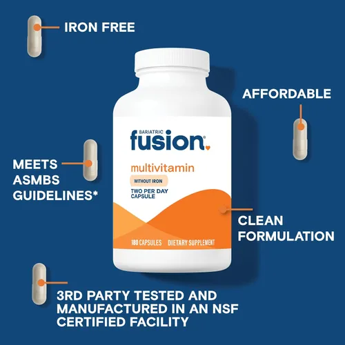Vista 2 de Bariatric Fusion Multivitamínico bariátrico sin hierro Pacientes post cirugía bariátrica Vitamina bariátrica sin hierro para bypass gástrico