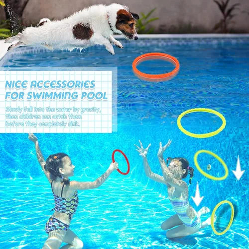 Vista 5 de Lewtemi 30 anillos de buceo de arco iris para piscina, juguete de buceo para niños, fácil de encontrar y agarrar, adecuado para niños y adultos, 6
