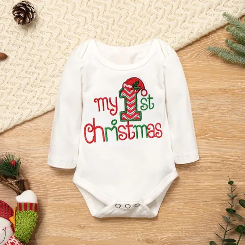 Vista 2 de Conjunto de 4 piezas de ropa de Navidad para bebé, niña y niño, mi primera Navidad, 0-18 meses