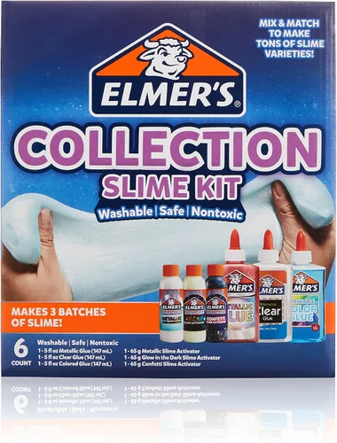 Vista 6 de Elmer's Kit de colección de limo Los suministros incluyen activador de limo líquido mágico que brilla en la oscuridad, confeti líquido mágico
