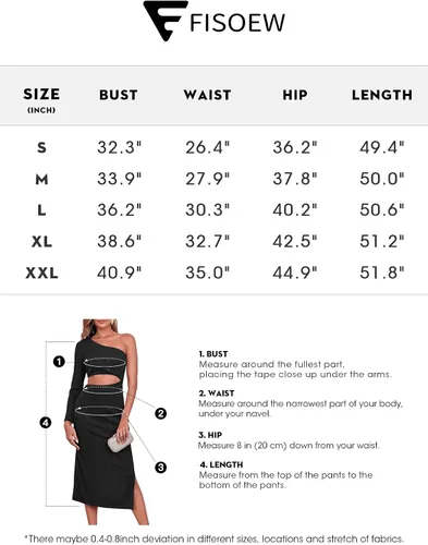 Vista 6 de Fisoew Vestido largo ajustado de un hombro para mujer, sexy, con abertura alta, acanalado