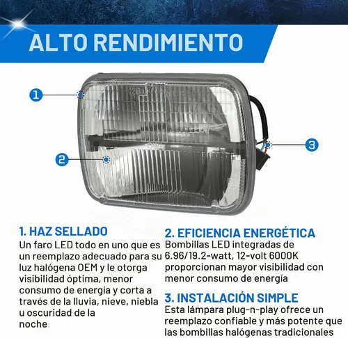 Vista 4 de PEAK H6054 Faro de haz sellado LED de 6000K