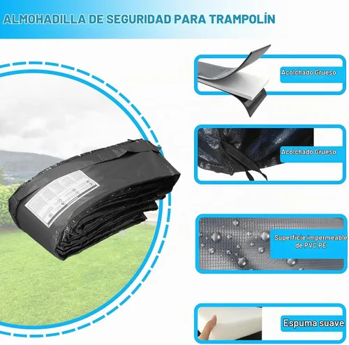 Vista 3 de Repuesto de almohadilla para cama elástica, 10/12/14/15/16 pies, cubierta de resorte para trampolín, sin agujero para poste impermeable, almohadilla