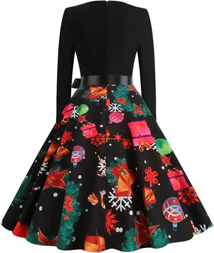 Vista 3 de Ropa de otoño para mujer 2022, vestido vintage de manga larga de Navidad de los años 50, vestido de fiesta de noche de fiesta de graduación