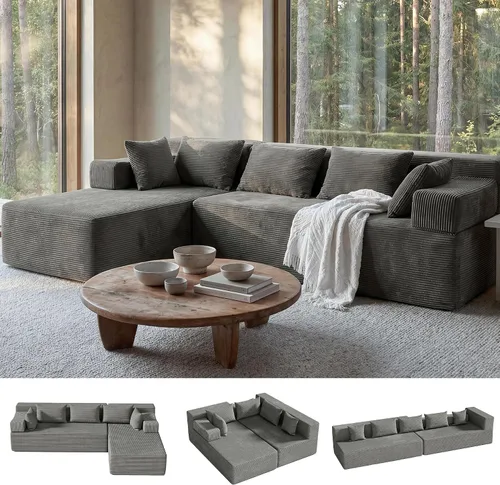 Vista 42 de MONVANE Sofá modular modular en forma de U de 141 pulgadas, gris ceniza