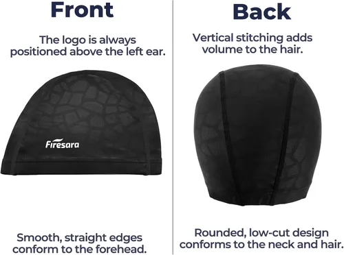 Vista 8 de Gorro de natación de tela Firesara, gorro de baño de alta elasticidad mantiene el cabello limpio y transpirable, se ajusta tanto al cabello largo