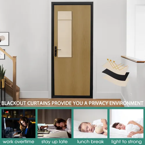 Vista 7 de HOMEIDEAS Cortinas Opacas para Aula para Puerta Principal, Cubierta de Ventana de Puerta de Aula, Persianas de Privacidad con Aislamiento Térmico