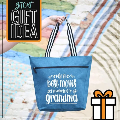 Vista 2 de Brooke & Jess Designs Bolso de mano para la abuela – Bolso de lona resistente con cremallera y bolsillo interior para la abuela para uso diario Teal