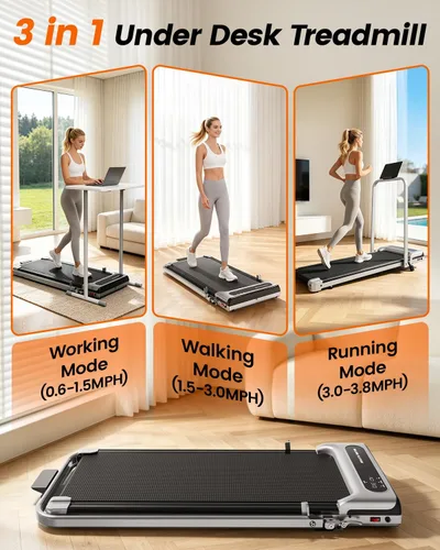 Vista 6 de Walking Pad Treadmill, Folding Treadmill for Home with Handrail& Incline