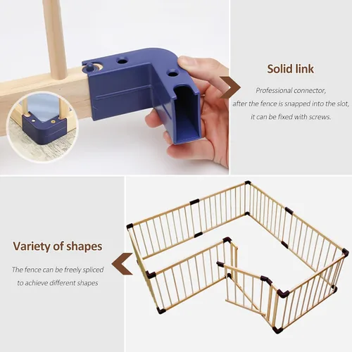 Vista 4 de Jolan Corralito de madera para bebés, fácil de instalar y quitar, corralito de seguridad para niños pequeños con puerta, cerca de centro