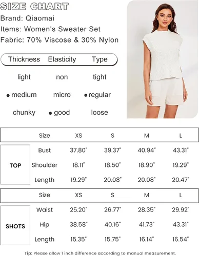 Vista 6 de Qiaomai Conjuntos de 2 piezas para mujer, conjuntos de suéter de punto y pantalones cortos