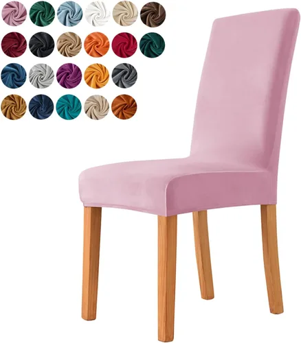 Vista 25 de Juego de 6 fundas para sillas de comedor, fundas elásticas de terciopelo para sillas de comedor, extraíbles y lavables, fundas protectoras