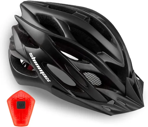 Vista 13 de Casco de bicicleta para hombre y mujer, casco de bicicleta Shinmax con luz trasera y visera desmontable