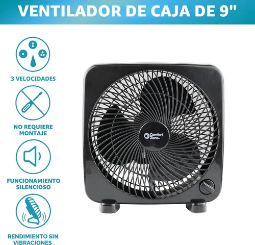 Vista 4 de COMFORT ZONE - Ventilador portátil de 9 pulgadas, color negro