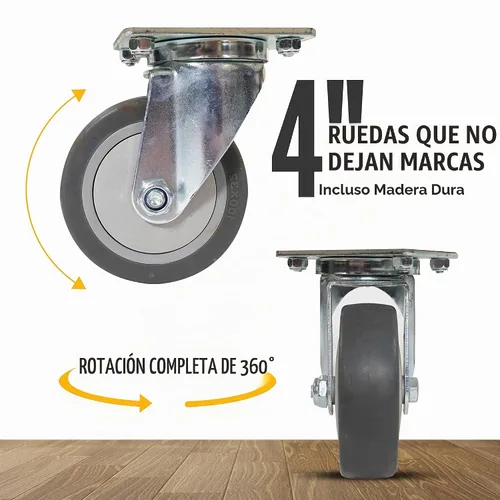 Vista 5 de US Cargo Control - H-Dolly Dolly Dolly - Dolly - Carrito de muebles resistente con cuatro ruedas giratorias de goma - La banda de rodadura de goma