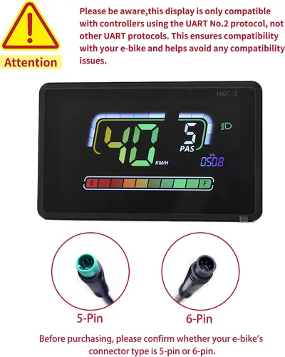 Vista 2 de Pantalla Ebike, protocolo UART Nº 2, conexión inalámbrica de aplicación para computadora de ciclismo LCD colorida, con puerto de carga USB, pantalla