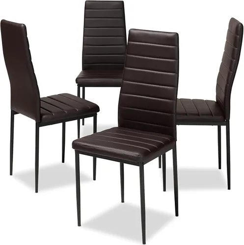 Vista 7 de Baxton Studio Armand - Silla de comedor tapizada de piel sintética blanca moderna y contemporánea