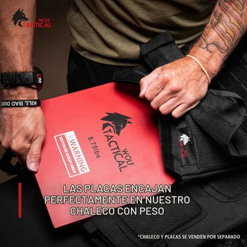 Vista 4 de WOLF TACTICAL Chaleco con peso y placas de chaleco de peso (negro, 14.5 libras)